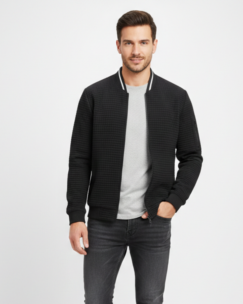 Zyro | Uomo Gilet In Maglia Fine Con Zip Nero