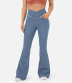Damejeans med høj talje, bootcut og stretch samt lommer