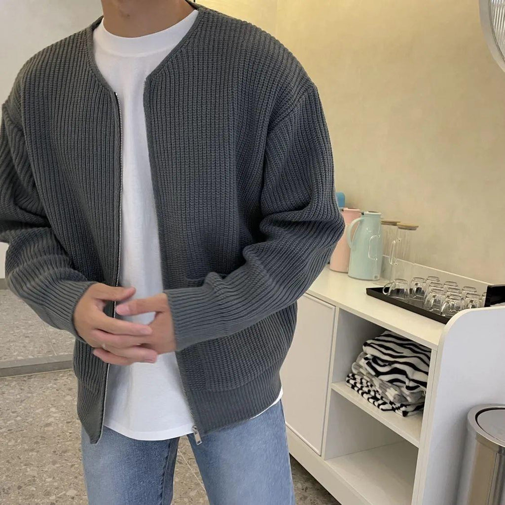 Cardigan da uomo in maglia per stratificazione quotidiana