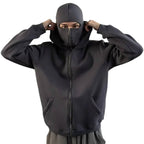 Felpa con cappuccio unisex con zip integrale e copertura per il viso incorporata