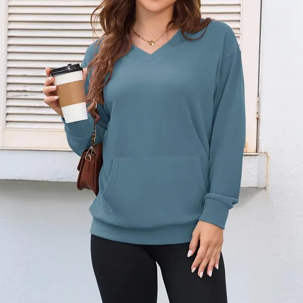 Camisola Casual Feminina com Bolso Frontal