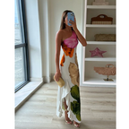 Women's Two-Way Shoulder Printed Maxi Dress
