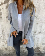 Cardigan lungo da donna con apertura frontale e cerniera