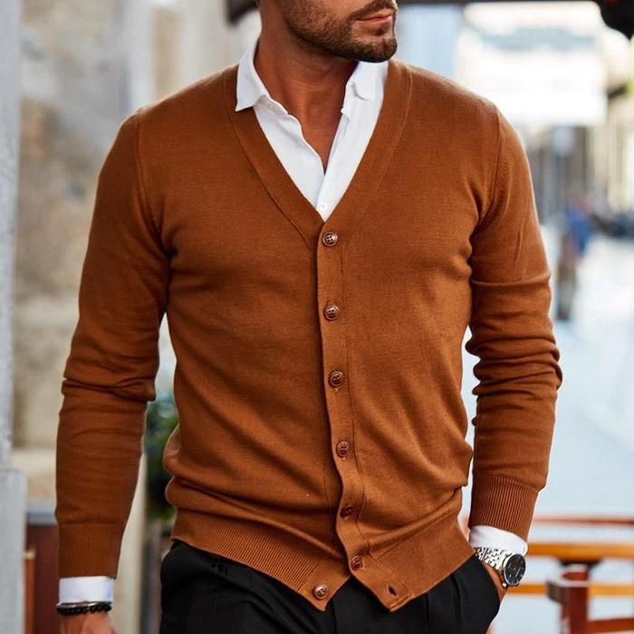 Cardigan da uomo con scollo a V e bottoni, per un look casual e raffinato