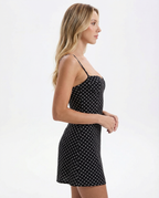 Vestito mini senza maniche da donna con scollo all'americana e gonna a linea ad A