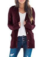 Cardigan casual da donna effetto maglia per autunno e inverno
