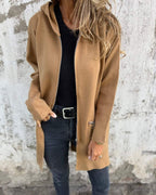 Cardigan lungo da donna con apertura frontale e cerniera
