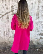 Cardigan lungo da donna con apertura frontale e cerniera