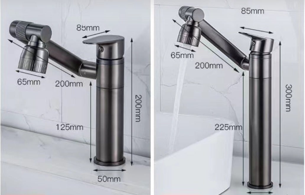 360° Rotating Bathroom Faucet with Dual-Mode Spray Head and Single Handle - Image 3