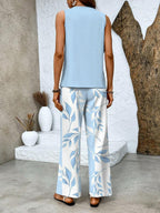 Women's Casual Summer Two-Piece Outfit with Wide-Leg Pants