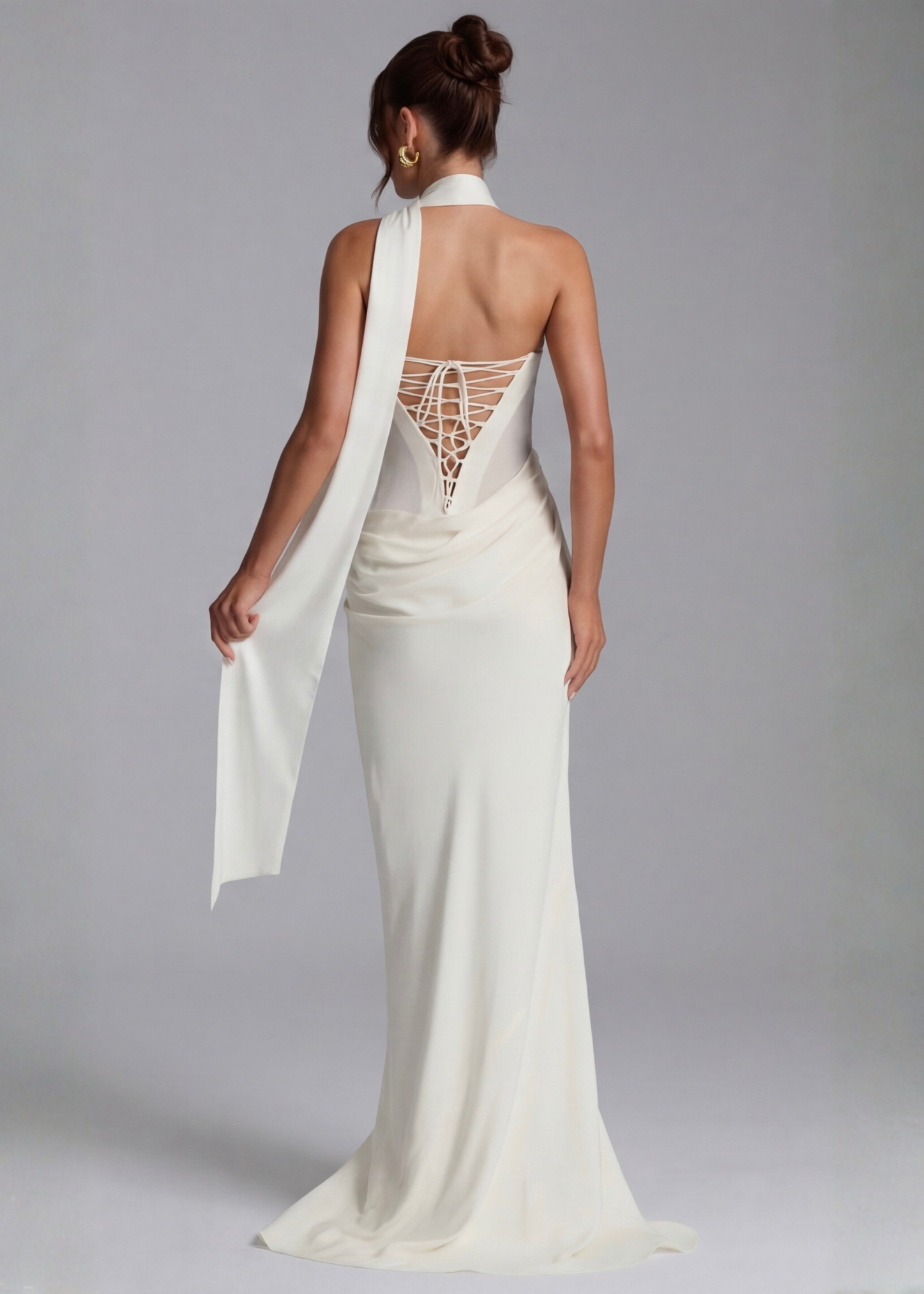 Vestido de noite maxi drapeado para mulher
