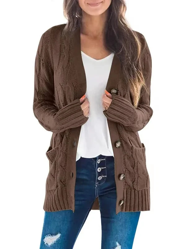 Cardigan casual da donna effetto maglia per autunno e inverno