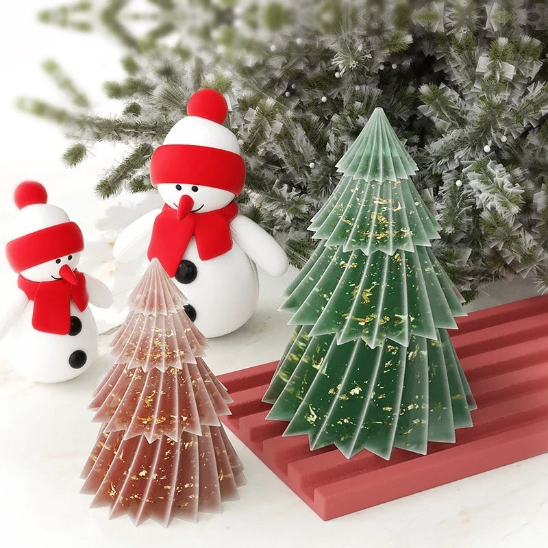 3D Silicone Candle Mold Christmas Tree with Pleated Design for Soap Making - Image 2