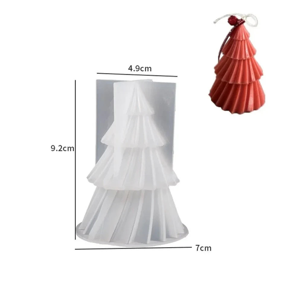 3D Silicone Candle Mold Christmas Tree with Pleated Design for Soap Making - Image 3