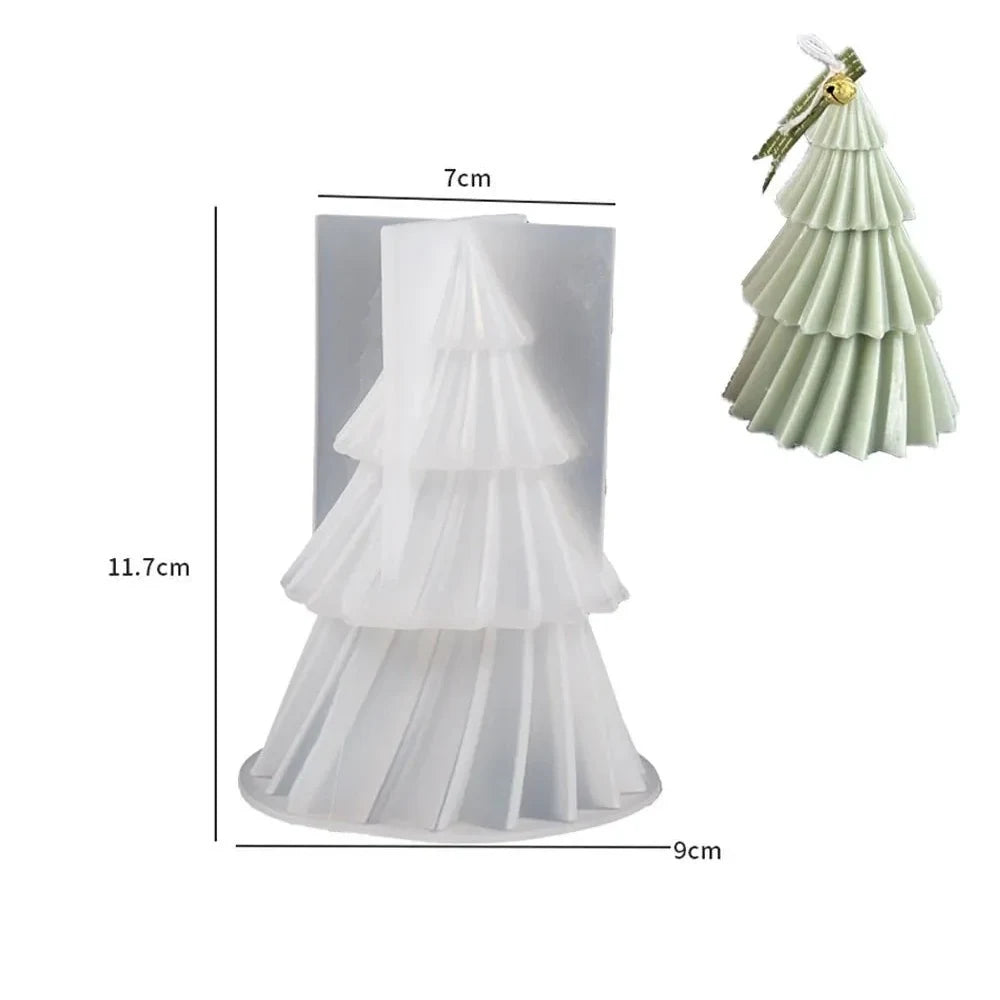 3D Silicone Candle Mold Christmas Tree with Pleated Design for Soap Making - Image 4