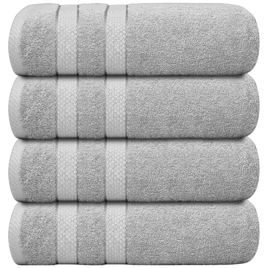 4-Piece Bath Towel Set with Cotton Terry Dobby Border and Absorbent Pile - Image 4