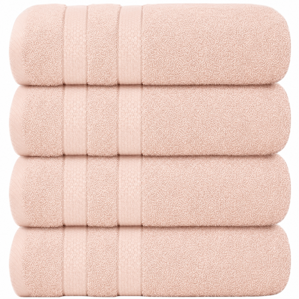 4-Piece Bath Towel Set with Cotton Terry Dobby Border and Absorbent Pile - Image 44