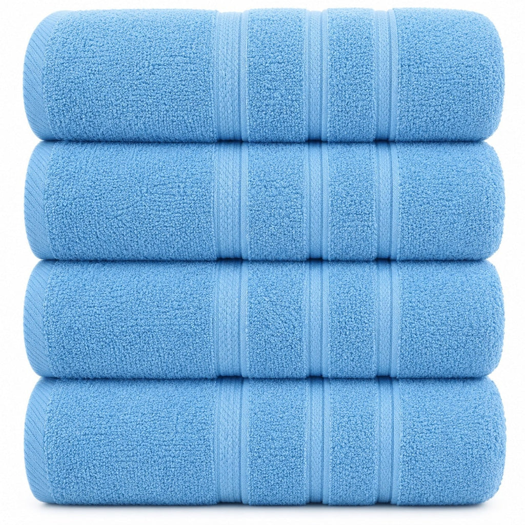 4-Piece Bath Towel Set with Cotton Terry Dobby Border and Absorbent Pile - Image 45