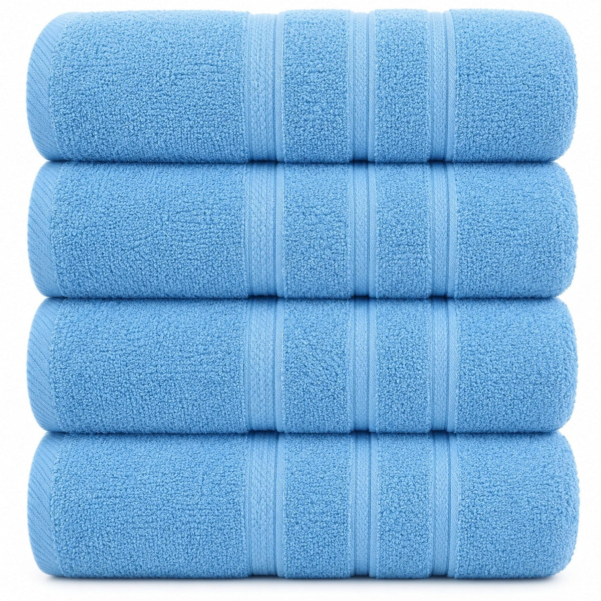 4-Piece Bath Towel Set with Cotton Terry Dobby Border and Absorbent Pile - Image 45