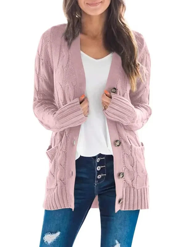 Cardigan casual da donna effetto maglia per autunno e inverno