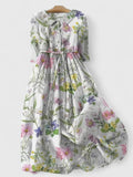 Damen Vintage Midikleid mit Blumenmuster