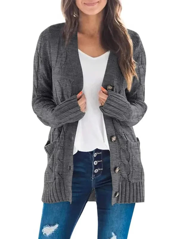 Cardigan casual da donna effetto maglia per autunno e inverno