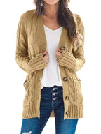 Cardigan casual da donna effetto maglia per autunno e inverno