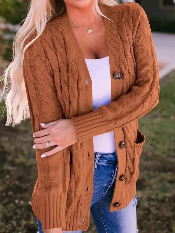 Cardigan casual da donna effetto maglia per autunno e inverno