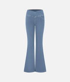 Damejeans med høj talje, bootcut og stretch samt lommer