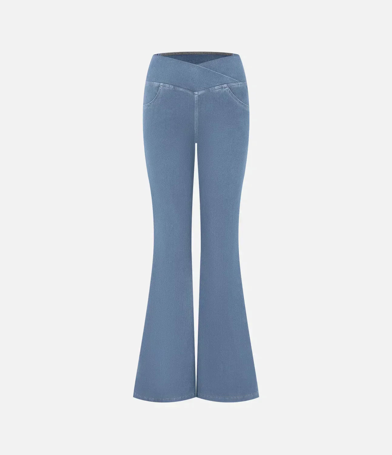 Damejeans med høj talje, bootcut og stretch samt lommer