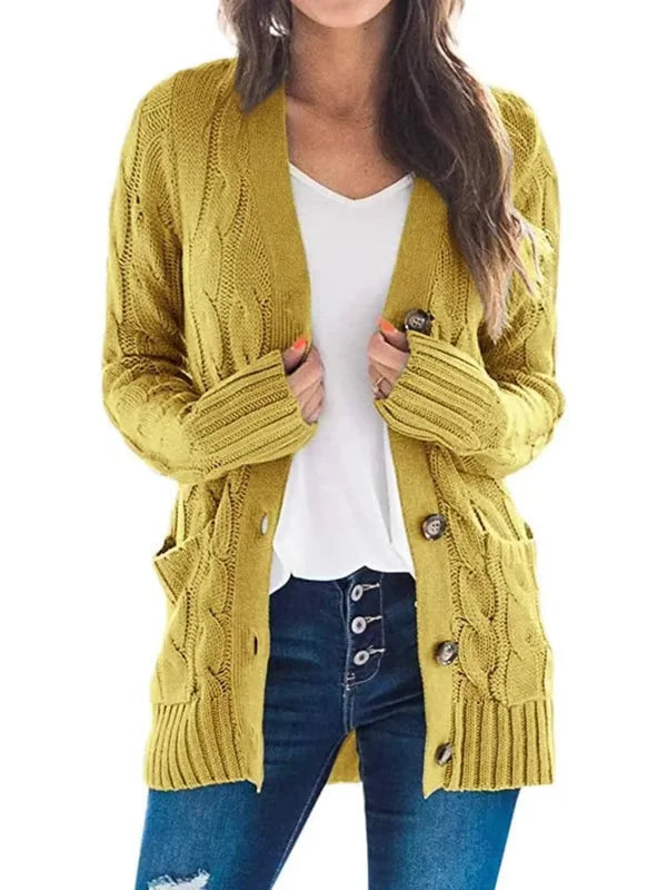 Cardigan casual da donna effetto maglia per autunno e inverno
