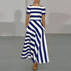 Adriana | Abito Lungo Donna a Righe a A Blu