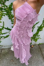 Alba | Abito Lungo Plissettato con Scollo Halter