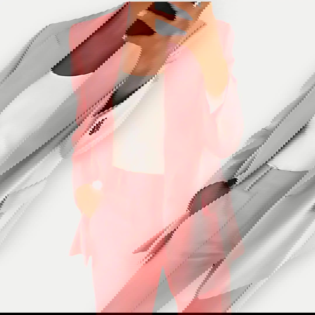 Alina | Set Blazer Invernale Pantaloni Coordinati Rosa