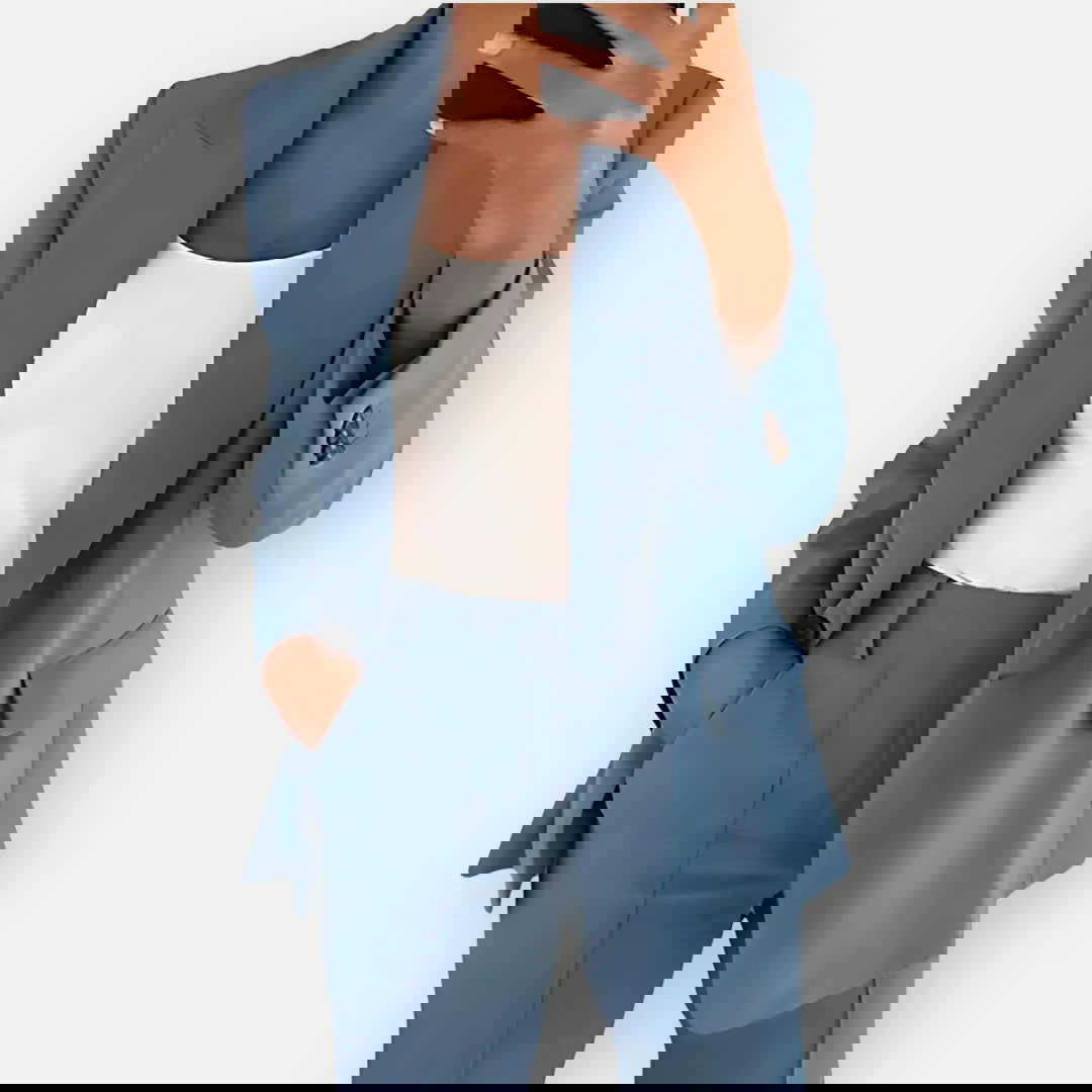 Alina | Set Blazer Invernale Pantaloni Coordinati Grigio Blu