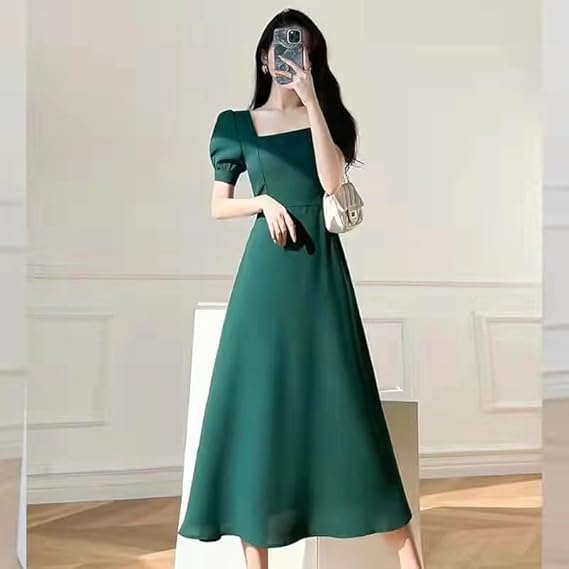 Alinea | Abito Midi Verde Da Donna Svasato Con Maniche Corte 