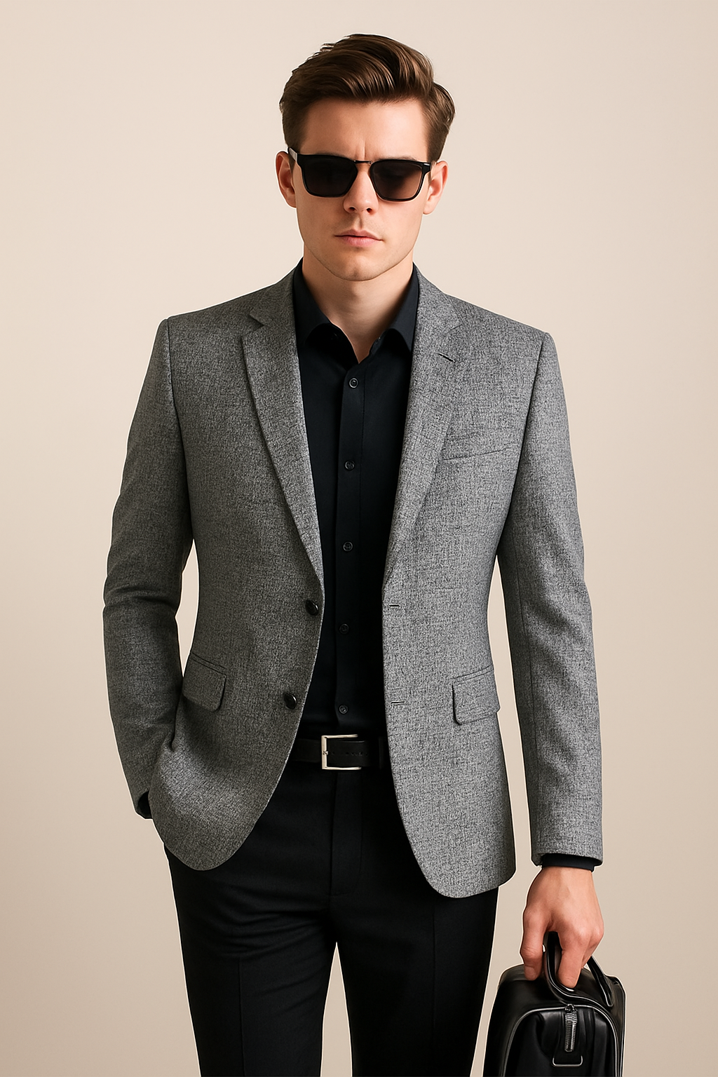 Aliv | Uomo Giacca Blazer Slim Primavera Grigio Chiaro