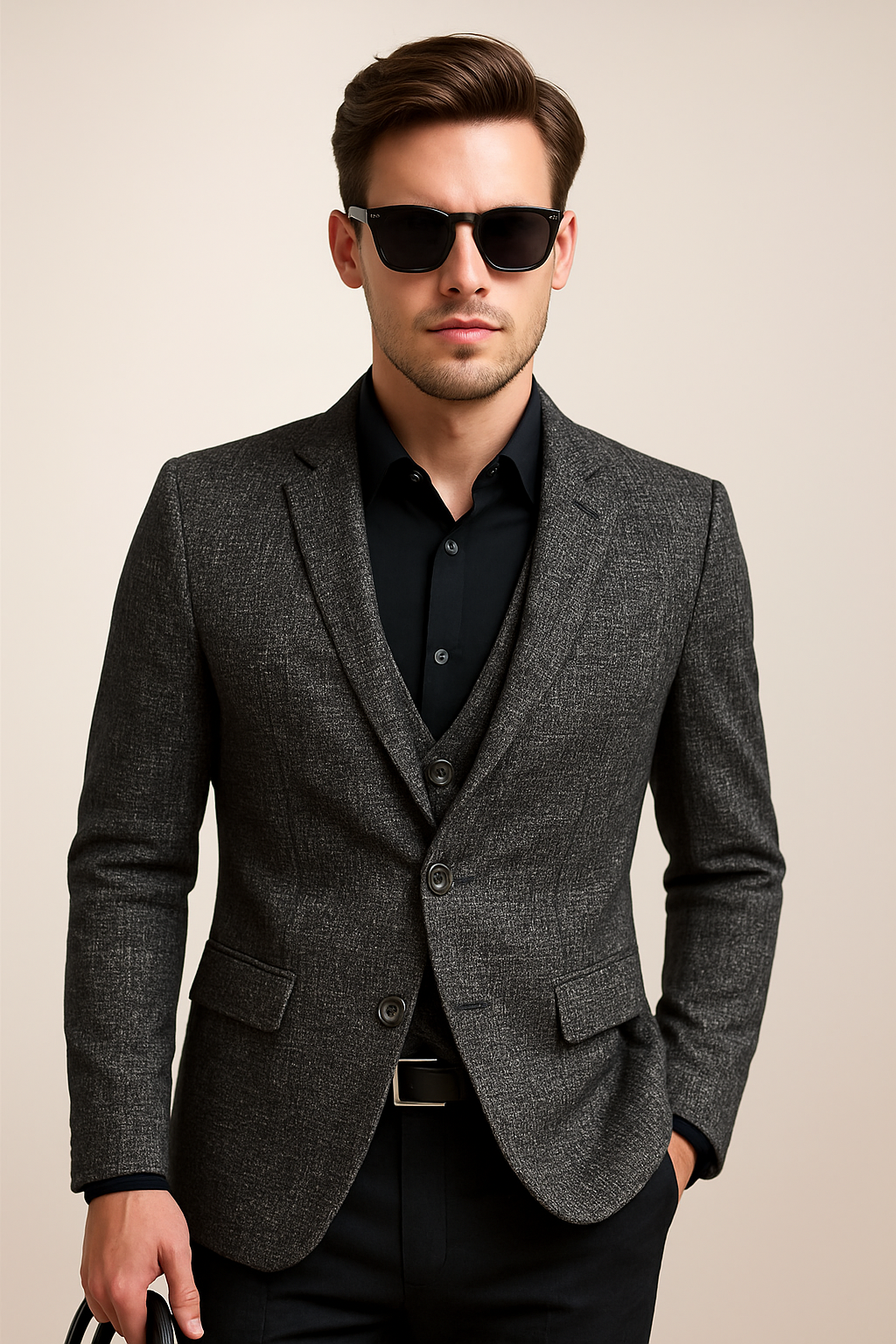 Aliv | Uomo Giacca Blazer Slim Primavera Nero