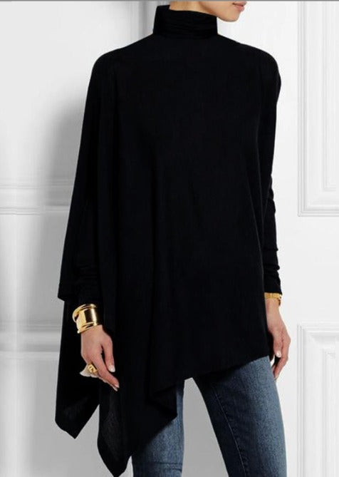 Allegra | Top Asimmetrico in Pile Nero