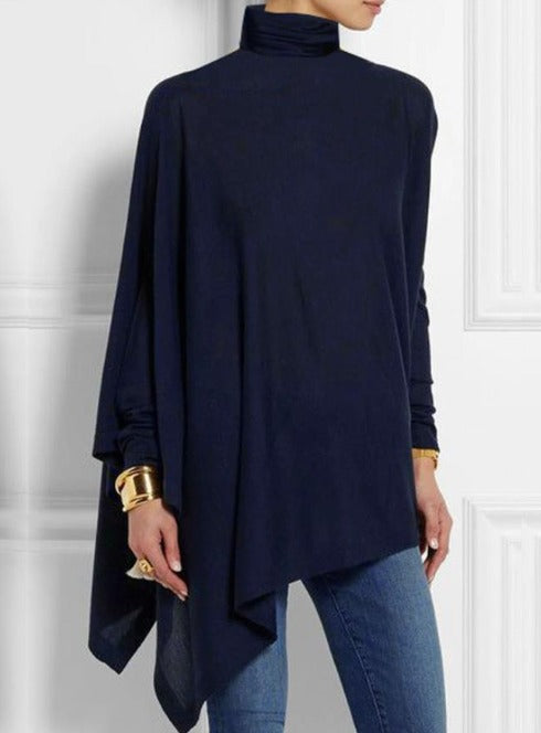 Allegra | Top Asimmetrico in Pile Blu navy