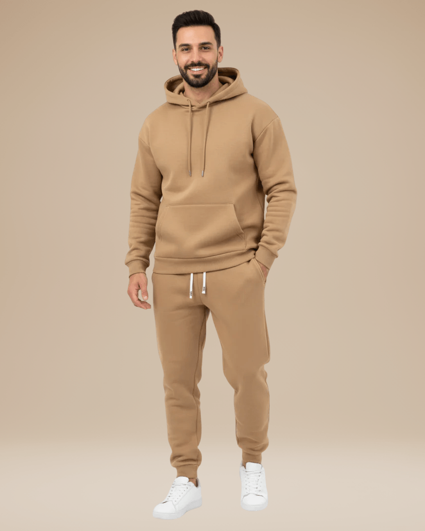 Alzara | Completo Sportivo Felpa Con Cappuccio E Jogger Cachi