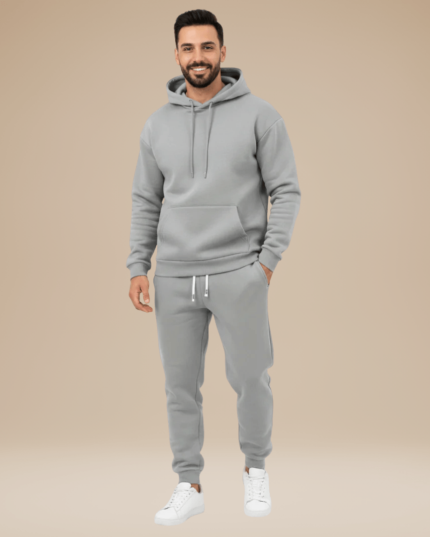 Alzara | Completo Sportivo Felpa Con Cappuccio E Jogger Grigio chiaro