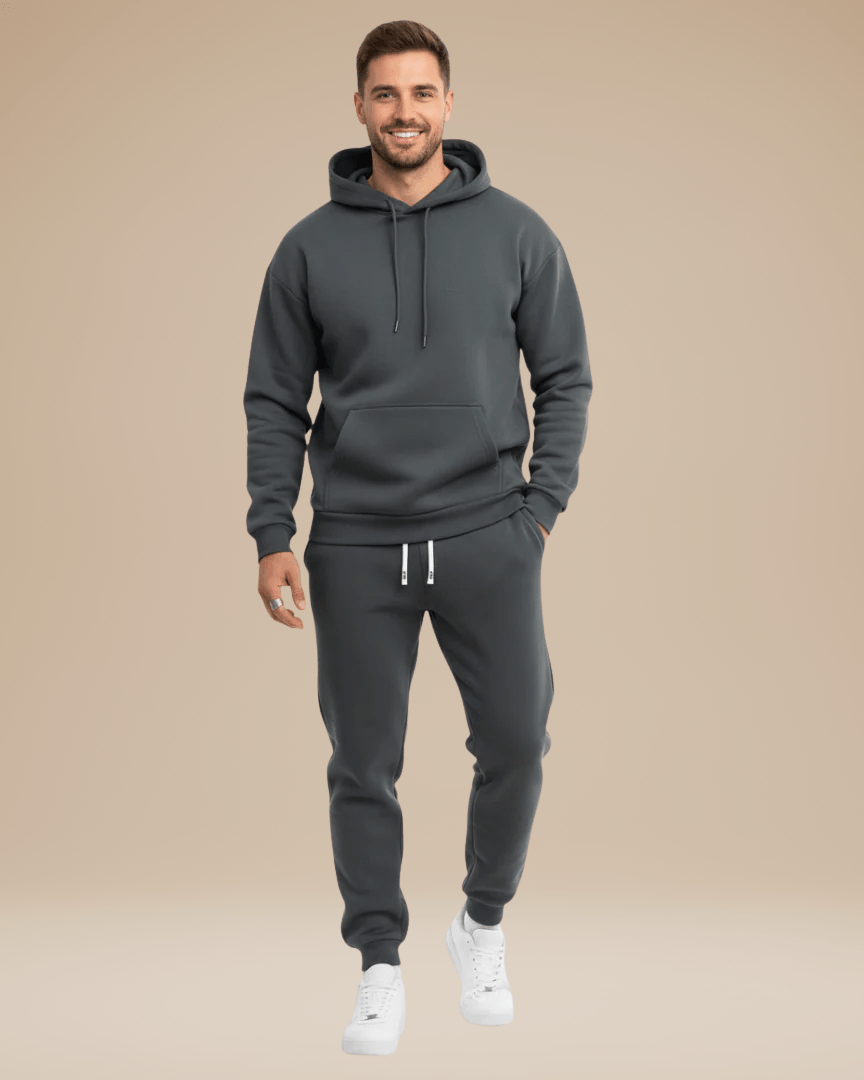 Alzara | Completo Sportivo Felpa Con Cappuccio E Jogger Grigio scuro