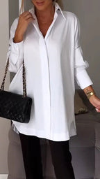 Amira | Camicia Invernale Maniche Lunghe Risvolto Bianco