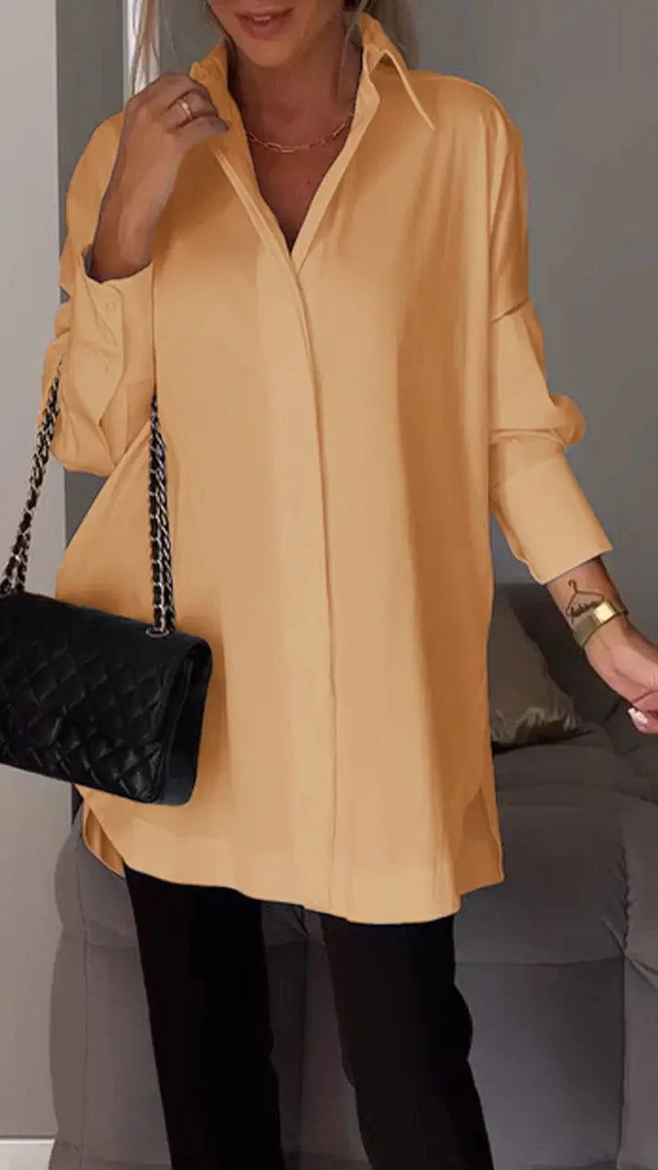 Amira | Camicia Invernale Maniche Lunghe Risvolto Giallo