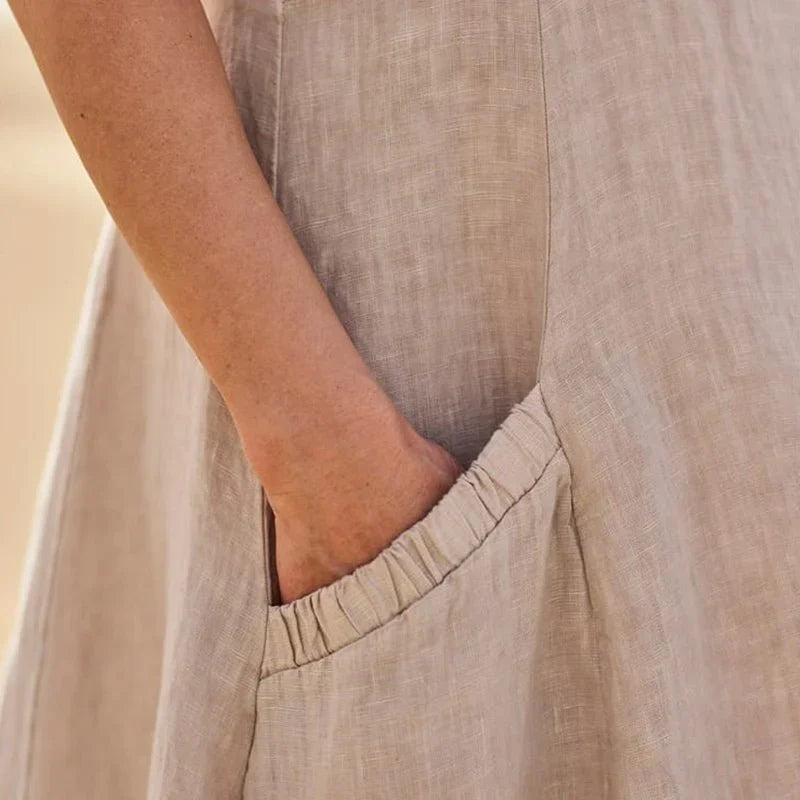 Arlina | Abito Midi Senza Maniche in Lino da Donna
