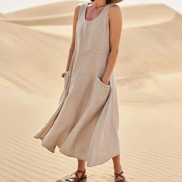 Arlina | Abito Midi Senza Maniche in Lino da Donna Bruno