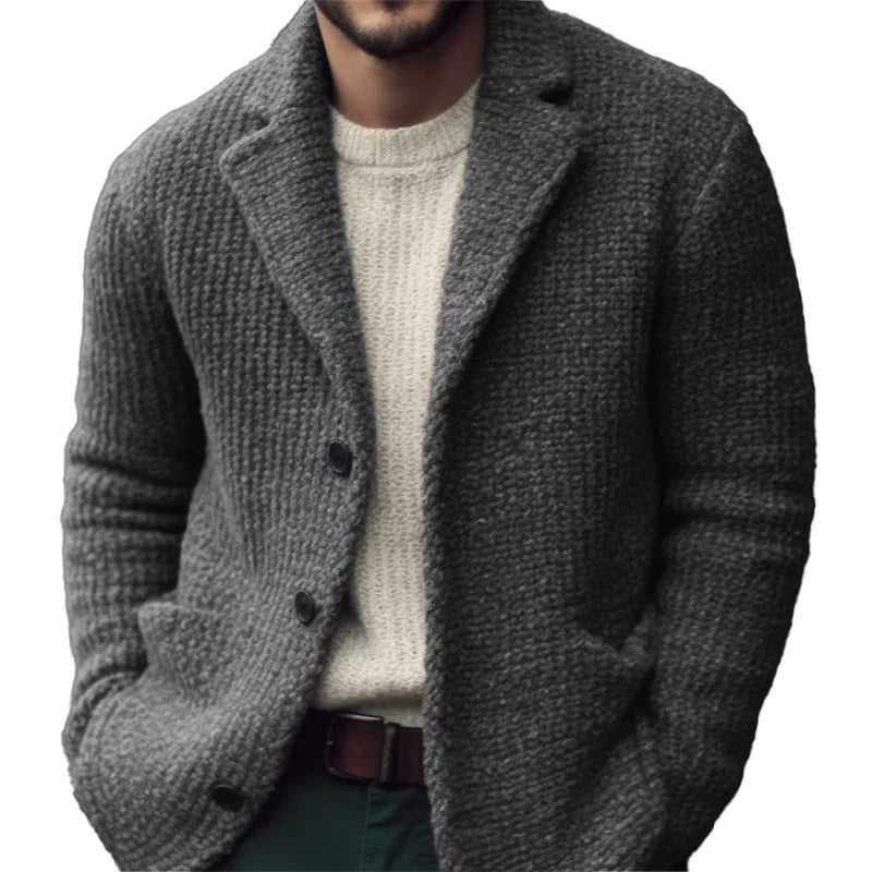 Cardigan Lavorato A Maglia Elegante Per Uomo | Virel Grigio