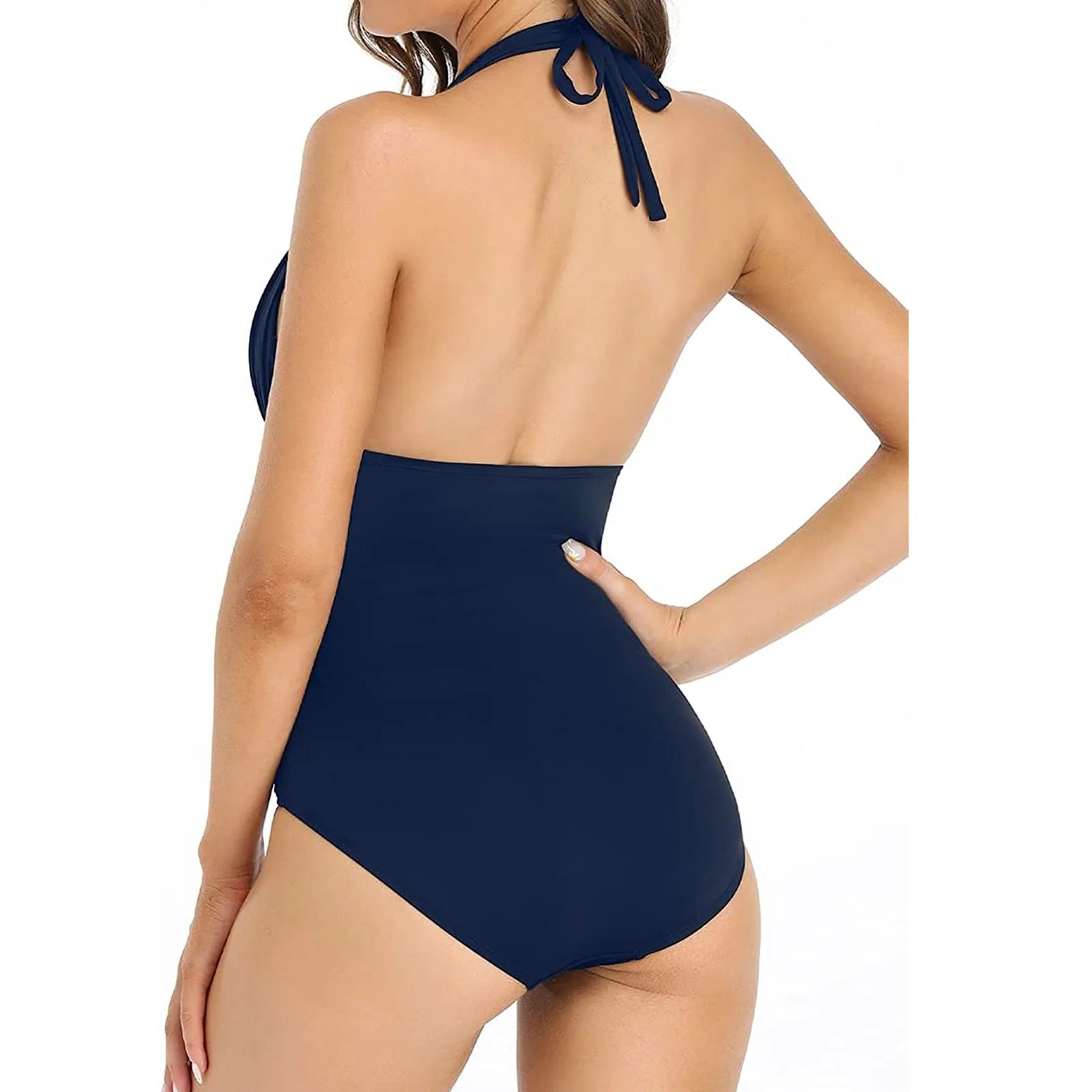 Maillot de bain une pièce pour femme avec contrôle du ventre et col en V