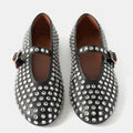 Bella | Donna Ballerine Mary Jane Pelle Strass Cristalli Nero